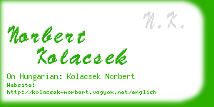 norbert kolacsek business card